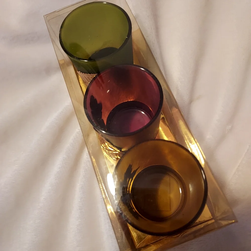 Fall Themed Votive Candle Holders 3 in pack Autumn Thanksgiving Decor